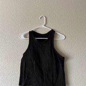 Black Sleeveless Ribbed Top